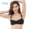 Varsbaby Ladies Ultra-thin Floral Transparent Underwear Lace Bow Half Cup Bras ► Photo 1/6