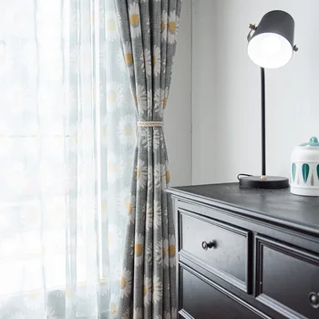 

Simple Pastoral Style American Printed Shading Curtains Thickened Full Shading Window Curtains for Living Room and Bedroom
