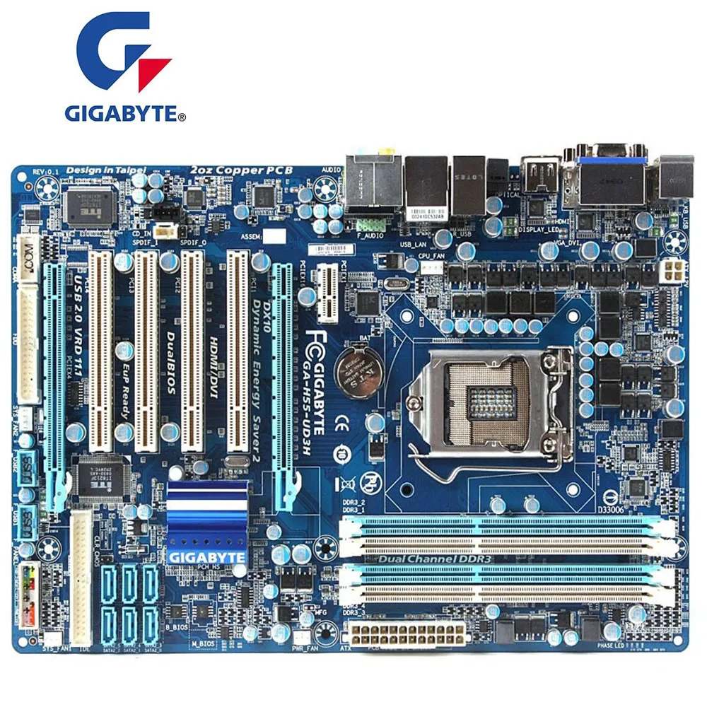 Материнская плата для GIGABYTE материнская H55 P7H55 PRO EVO H55M Socket LGA 1156 DDR3 16G