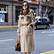 Зимнее женское пальто из овчины, пальто из натурального меха, женская одежда, Корейская длинная куртка, ветровка, манто для женщин F8160 YY1023