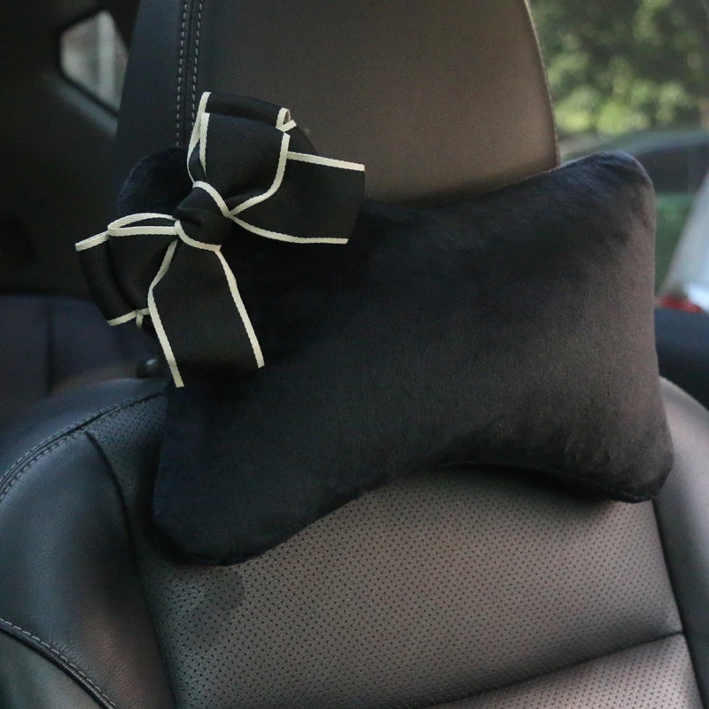 Nette Cartoon Rot Bowknot Auto Hals Kissen Universal Auto Sitz Kopfstütze  Taille Unterstützung Seatbelt Abdeckung Auto