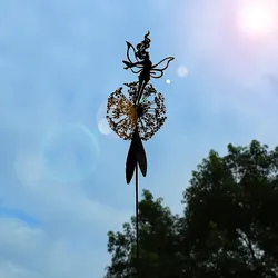 Piquet de pissenlit, décoration féerique pour jardin, féerique et danse ensemble, décor artistique de jardin en métal 