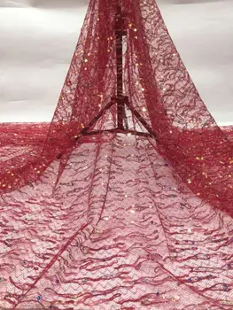 

French Net Lace Fabric J-18688 african lace fabric with sequins embroidery mesh nigerian tulle lace fabric