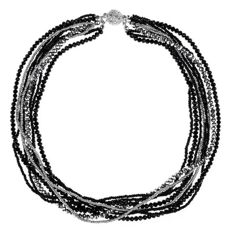 LUBINGSHINE богемные женские многослойные ожерелья с кристаллами, магнитные бусы ручной работы, ожерелье с длинной цепочкой, ювелирные изделия с чокерами - Окраска металла: H