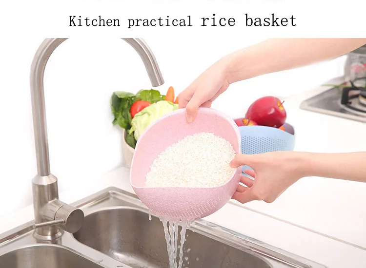 

Durable Environmentally-friendly Thick Wheat Straw Rice Washing Filter Strainer Rice Washing Sieve Drain Basket Washing Basket