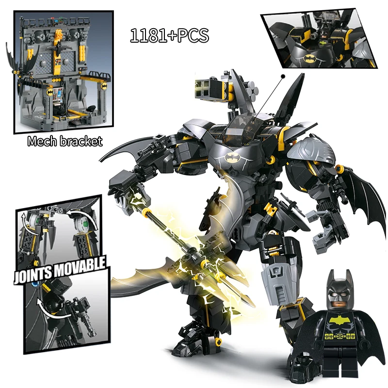 

1181pcs DC MOC Super Hero Series Batman Mech Set Fighting Building Block Compatible Legoingly Educational DIY Toys for kids Gift