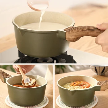 

16cm Wide 8.3cm High Wheat Rice Stone Non-Stick Cooker Household Milk Hot Milk Pot Baby Complementary Food Pot 1200Ml Multi-Func