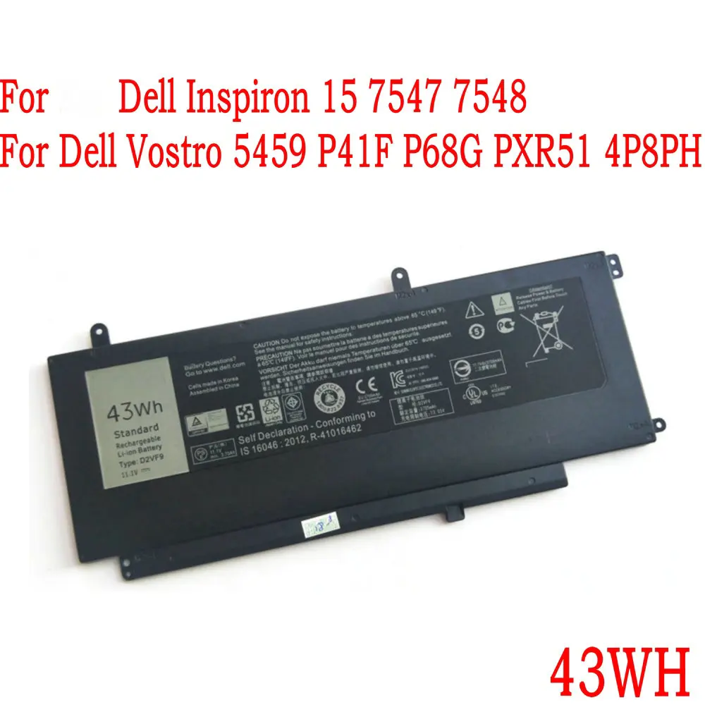 Высокое качество 43WH D2VF9 Аккумулятор для ноутбука Dell Inspiron 15 7547 7548 для Dell Vostro 5459 P41F P68G PXR51 4P8PH