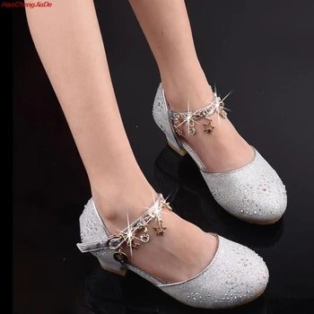 

Summer Brand New Baby Girls Sandals Fantasy Gold High-heeled Beads Princess Shoes Kids Chaussures Ballerine Fille