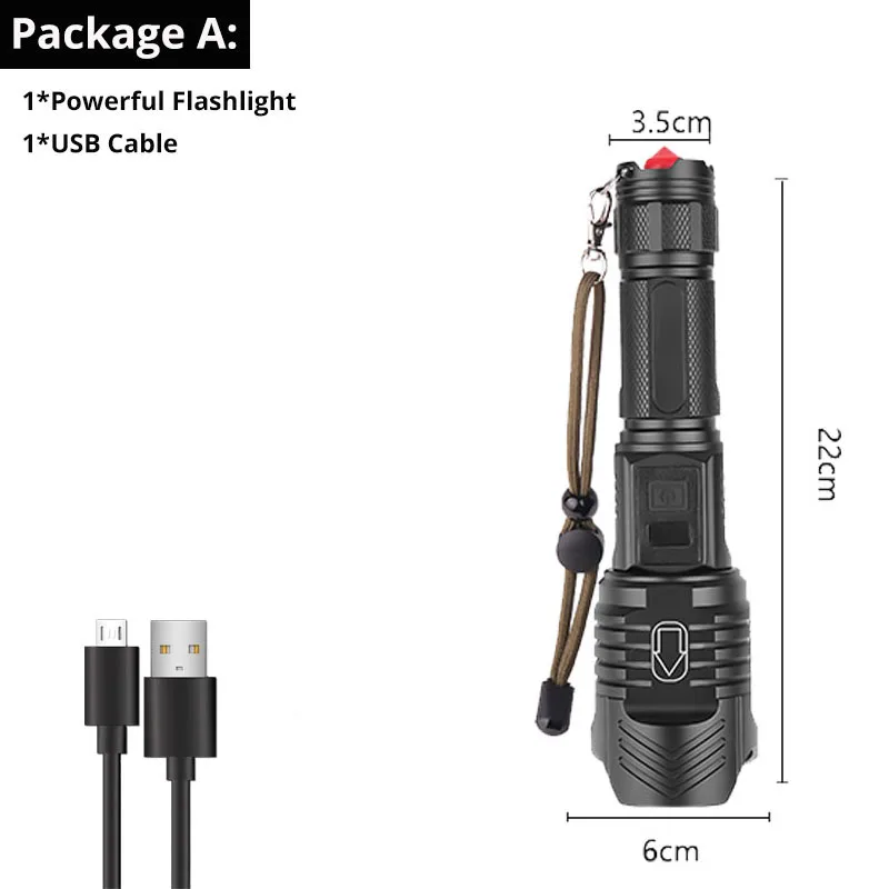 XHP90 светодиодный светильник-вспышка мощный xhp70.2 САМЫЙ МОЩНЫЙ СВЕТИЛЬНИК-вспышка 26650 usb фонарь xhp70 xhp50 фонарь 18650 охотничий Фонарь ручной светильник - Испускаемый цвет: Package A