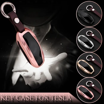 

1Pcs Topfit Aluminum Metal Car Key Case Shell Cover with Key Chain For Tesla Model S