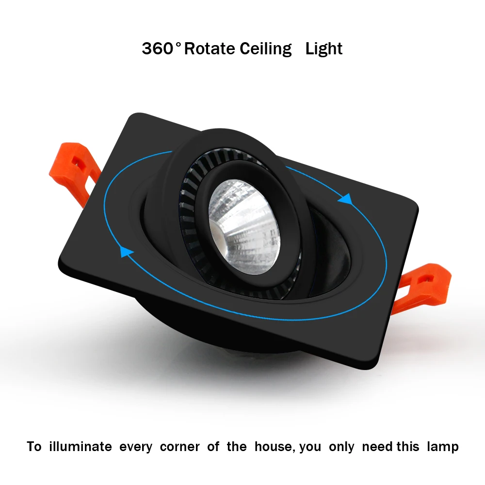 Черный светодиодный светильник с регулируемой яркостью, светодиодный встраиваемый светильник с одной/двойной головкой, светодиодный светильник с поворотом на 360 градусов, потолочный светильник для спальни