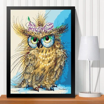 

HUACAN Painting By Numbers Animals Kit Acrylic Paint On Canvas Wall Art Picture Hand Painted Owl For Home Decor DIY Gift