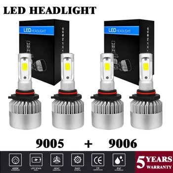 

Yubao 2Pair For Chevy Silverado1500 2500 HD 3500 GMC Sierra 1500 2500 Combo COB LED Headlight Bulb 6000K 9005 High 9006 Low Beam