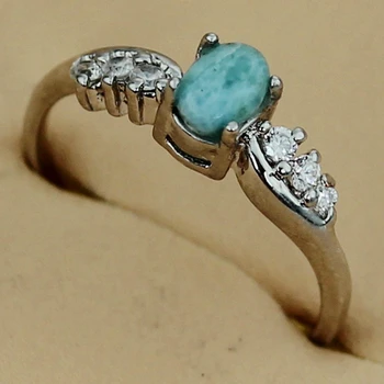 

SHUNXUNZE Larimar Luxury Engagement Wedding natural stone rings Jewelry & Accessories for women Rhodium Plated R3542 size 7 8