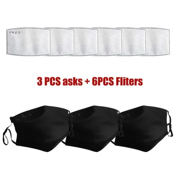 

3+6PC Unisex Black Cotton Mouth Mask Reusable Dustproof Washable Face Mask Anime Mask For Cycling Camp Mascarillas In stock