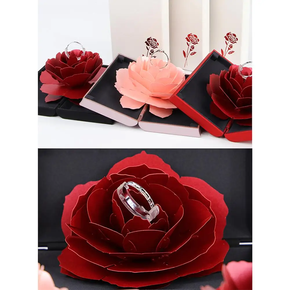 Подъемная коробка Roterende Rose Ring Box Innovatieve Perfecte verrasing Bruiloft Benodigdheden Voor Liefhebbers Органайзер подарочная коробка