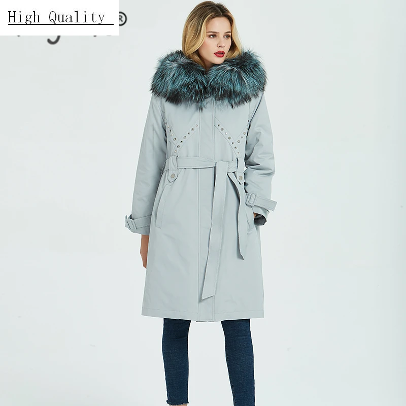 

Real Fur Coat Women Winter Clothes 2020 Natural Rex Rabbit Fur Liner Parka Luxury Fox Fur Hooded Warm Jacket Hiver 19132