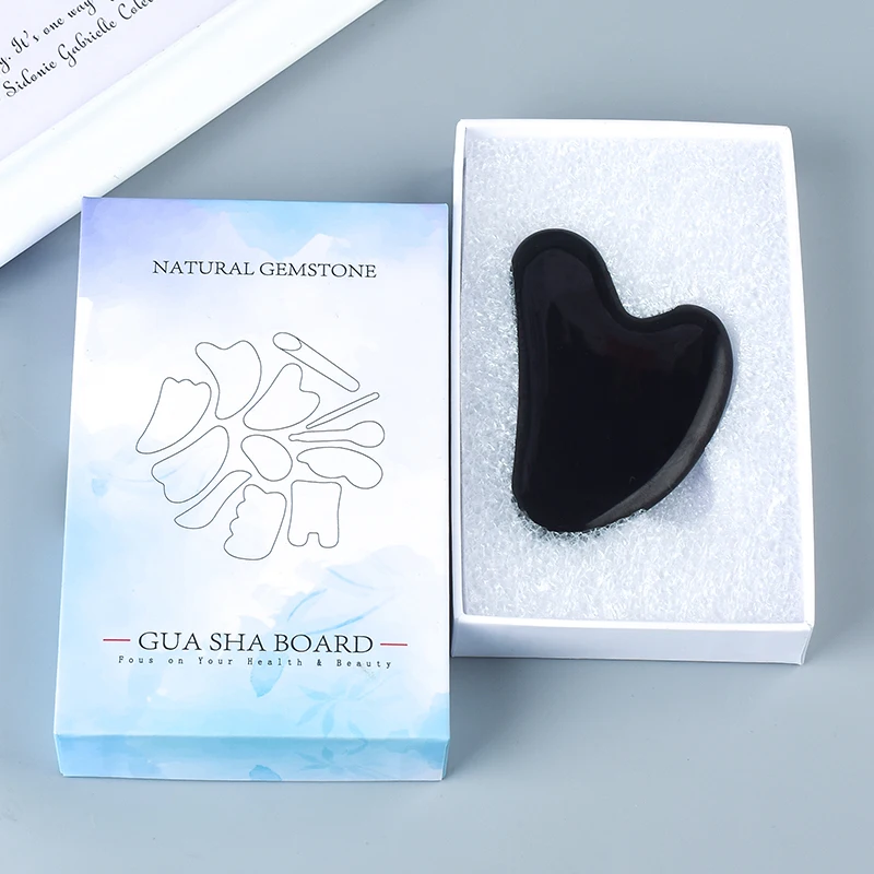 Gouache Face Scraper Black Obsidian Gua Sha Tool Acupuntura Massager