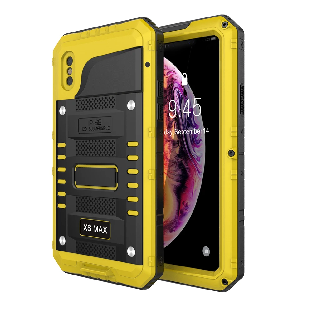 Yellow Haissky Алюминиевый металлический чехол для iPhone Xs Max XR X IP68 противоударный водонепроницаемый чехол для iPhone 6 6S 7 8 Plus Защитная крышка - Цвет: Yellow