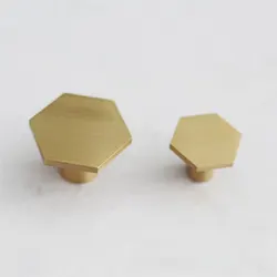 1Pcs Hexagon Brass Kitchen Cabinet Drawer Knobs Handles Cupboard Door Pulls Nordic Style Gold Furniture Hardware Door Pulls