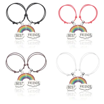 

YEYULIN 2 pcs/lots Rainbow Best Friend Bracelet Adjustable friendship Couple Bracelet gift Hand Bracelet Wholesale Dropshipping