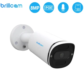 

Brillcam 8MP POE IP Camera 4K Outdoor Waterproof Audio Night Vision CCTV Bullet Camera Motion Detection ONVIF For PoE NVR 48V