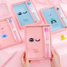 Подарочный набор с мультяшным блокнотом, розовый милый студенческий дневник, записная книжка, корейский синий дом мечты, хорошие ночные блокноты и журналы