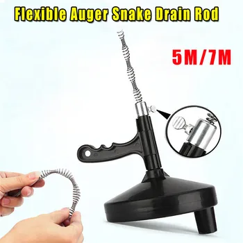 

Sink Pipe Drain Cleaner Auger Plunger with 5M 7M Snake Cable Bathroom Cleaning Dredging Tool Sewer Brush