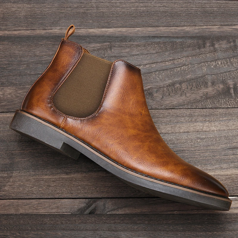 40-46 botas para hombre 2020, botas de cuero de moda Chelsea cómodas, zapatos para hombre # KD5236C3
