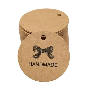 

100pcs Handmade with Tie Kraft Gift Tags Wedding Party Paper Hang Tags Price Label Hang Tag Cards Wedding Party Decoration