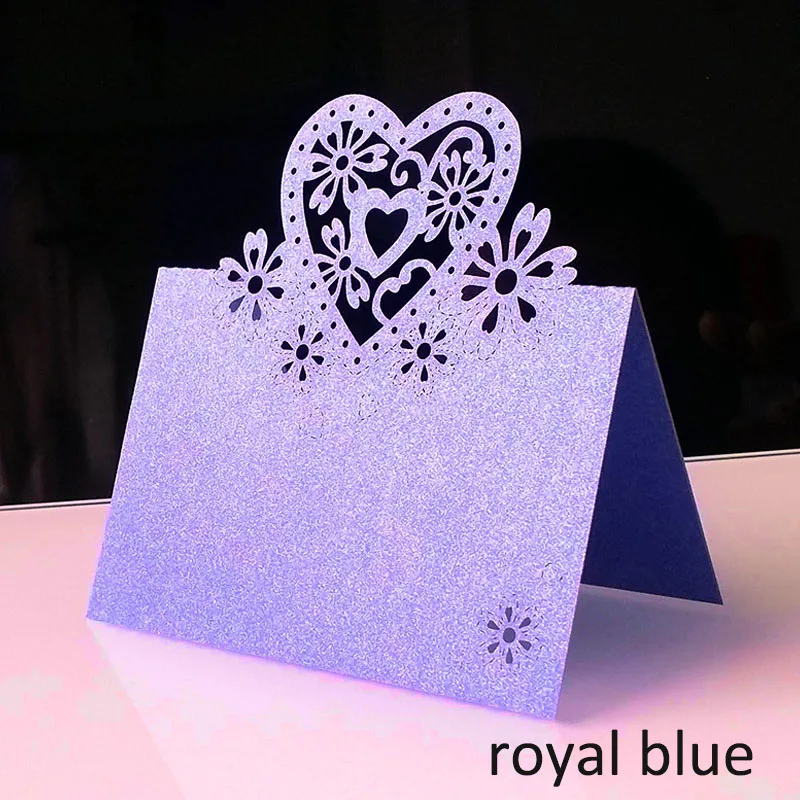 royal blue 10 шт любовь, Сердце, свадьба пригласительная открытка полые Свадебные сувениры лазерная резка, настольный карты Именные Бирки открытка - Цвет: royal blue