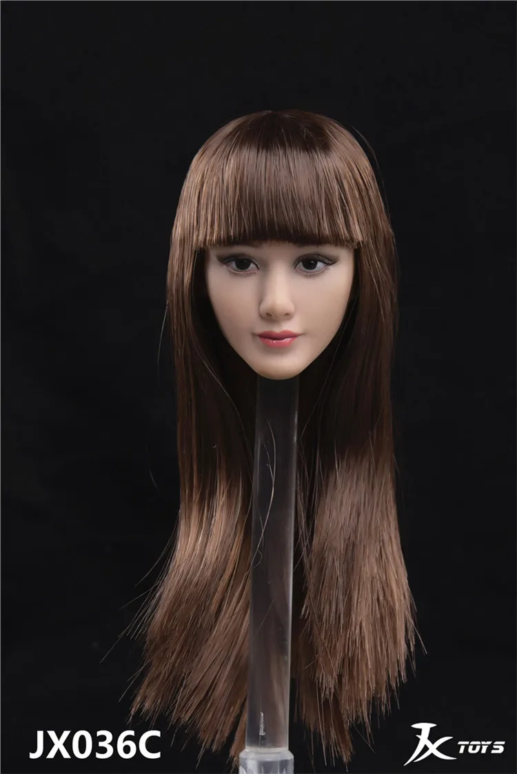 C JXTOYS-036 1/6 азиатская красавица Девушка загар кожа голова 1/6 женская голова лепить девушка голова лепить для тела 12 дюймов - Цвет: C
