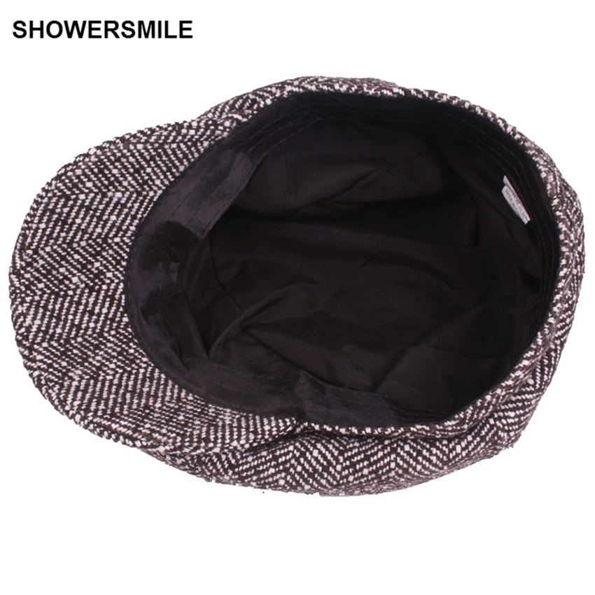 SHOWERSMILE, брендовая Кепка с узором в елочку, Newsboy, для мужчин, теплая, Британская, винтажная, Гэтсби, кепка s, для вождения, Осень-зима, Gorra Plana