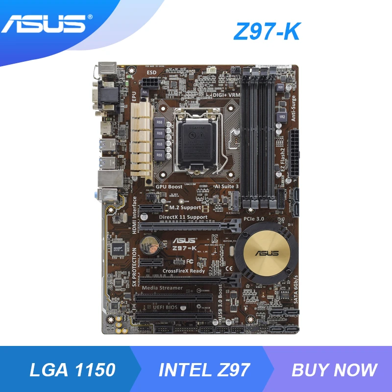 Asus Z97 K Lga 1150 Intel Z97 Original Desktop Motherboard Ddr3 32gb Pci E 3 0 M 2 Core I7 4790k I5 4690k Cpus Usb3 0 Hdmi Atx Motherboards Aliexpress