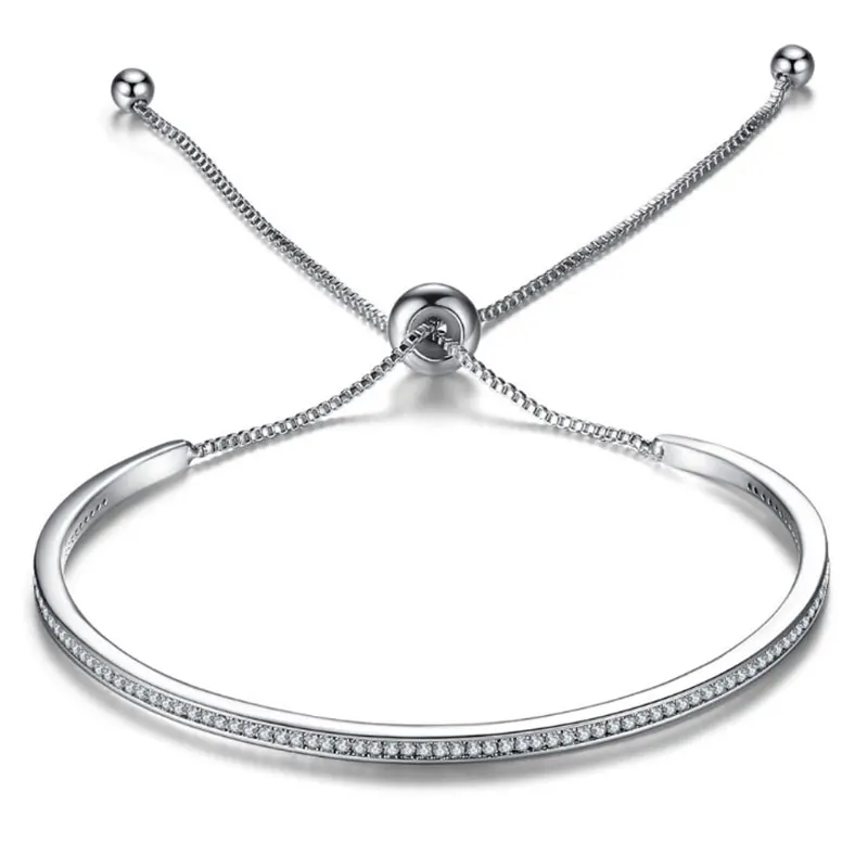 Регулируемые браслеты для женщин, скользящий браслет из кубического циркония розового золота для девочек-подростков, вечерние ювелирные изделия, подарок на день Святого Валентина