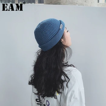 

[EAM] Women Multicolor Knitting Warm Fishermen Hat New Round Dome Temperament Fashion Tide All-match Spring Autumn 2020 1D145