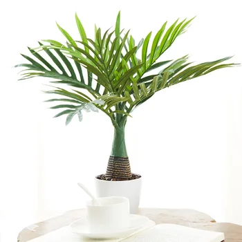 

48cm Artificial Desktop Green Potted Rare Palm Tree Plants Balcony Plastic Monstera Bonsai Hotel Office Christmas Home Decor