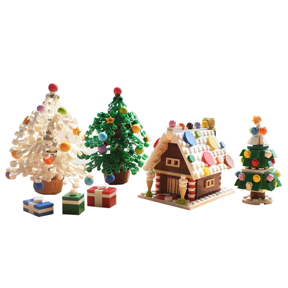 

4Pcs/Set Christmas Tree House Building Blocks Model Small Particle Assemble Bricks Toy Holiday Gift Decor