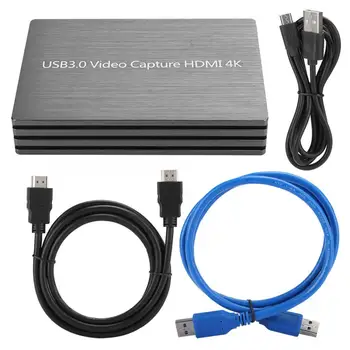 

4K HDMI Video Capture Drive-Free 1080P Recording Box USB3.0 300-350MB/s for Gaming Live Microphone