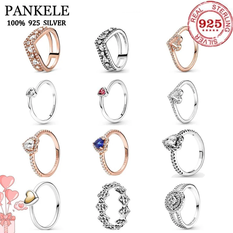 Женское кольцо pandora из серебра 925 пробы с синим кристаллом | Украшения и