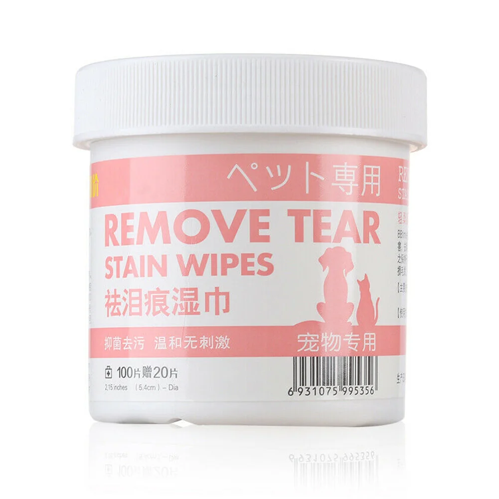 

100Pcs Paper Non Woven Wet Stain Remover Tear Eye Cleaning Grooming Hygienic Towels Cat Gentle Dog Pet Wipes Aloe