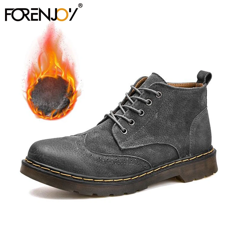 FORENJOY/мужские зимние ботинки плюшевые теплые мужские Нескользящие ботильоны на