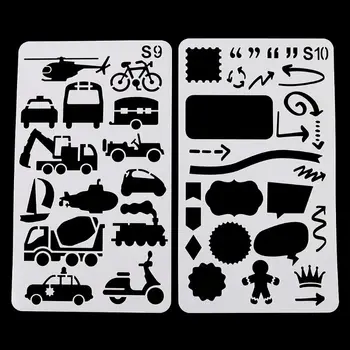 

24pcs/set Journal Borders Drawing Template Ruler Stencil Painting Board DIY Album Decoration Tool Craft School Supply