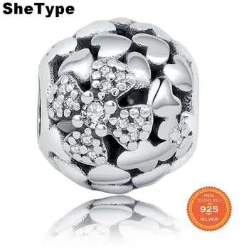

SheType 2019 New Arrival 2.5g White CZ Round Beads for Women Mother Jewelry Making Charm 925 Solid Sterling Silver