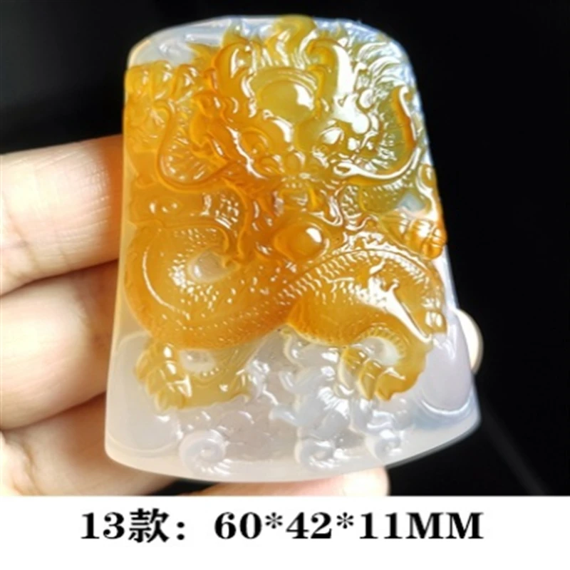 Hot Selling Natural Hand-carve Jade Ice Through -chalcedony Necklace Pendant Fashion Ornaments Men Women Lucky Gifts For Amulet | Украшения