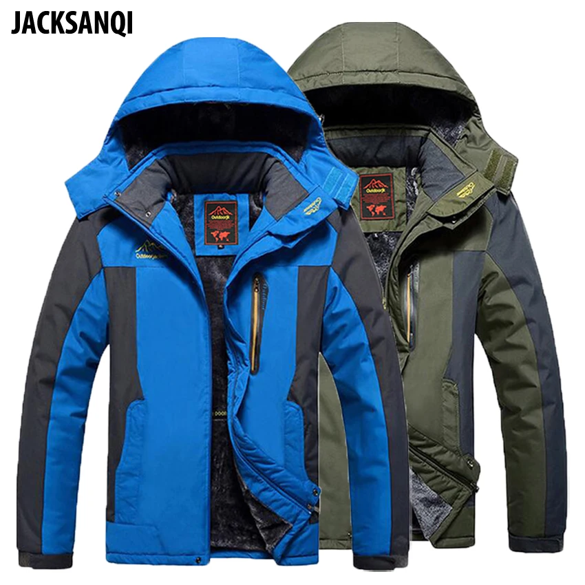 

JACKSANQI 9XL Men's Winter Inner Fleece Thick Jackets Outdoor Thermal Windbreaker Climbing Skiing Camping Sports Male Coat RA301