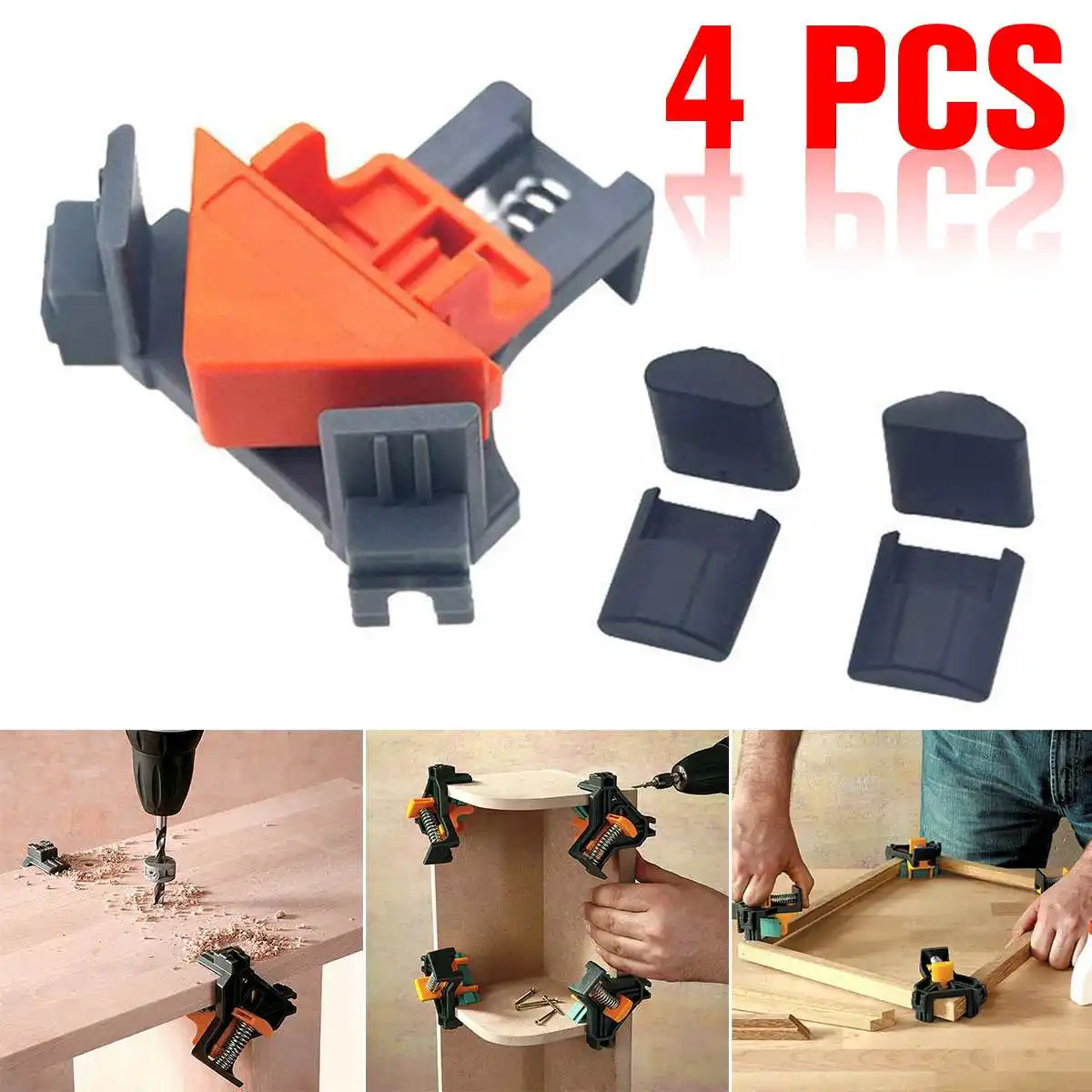 4Pcs 90° Right Angle Corner Clamp Clip Fixer Ruler Clamp Woodworking Hand Tool
