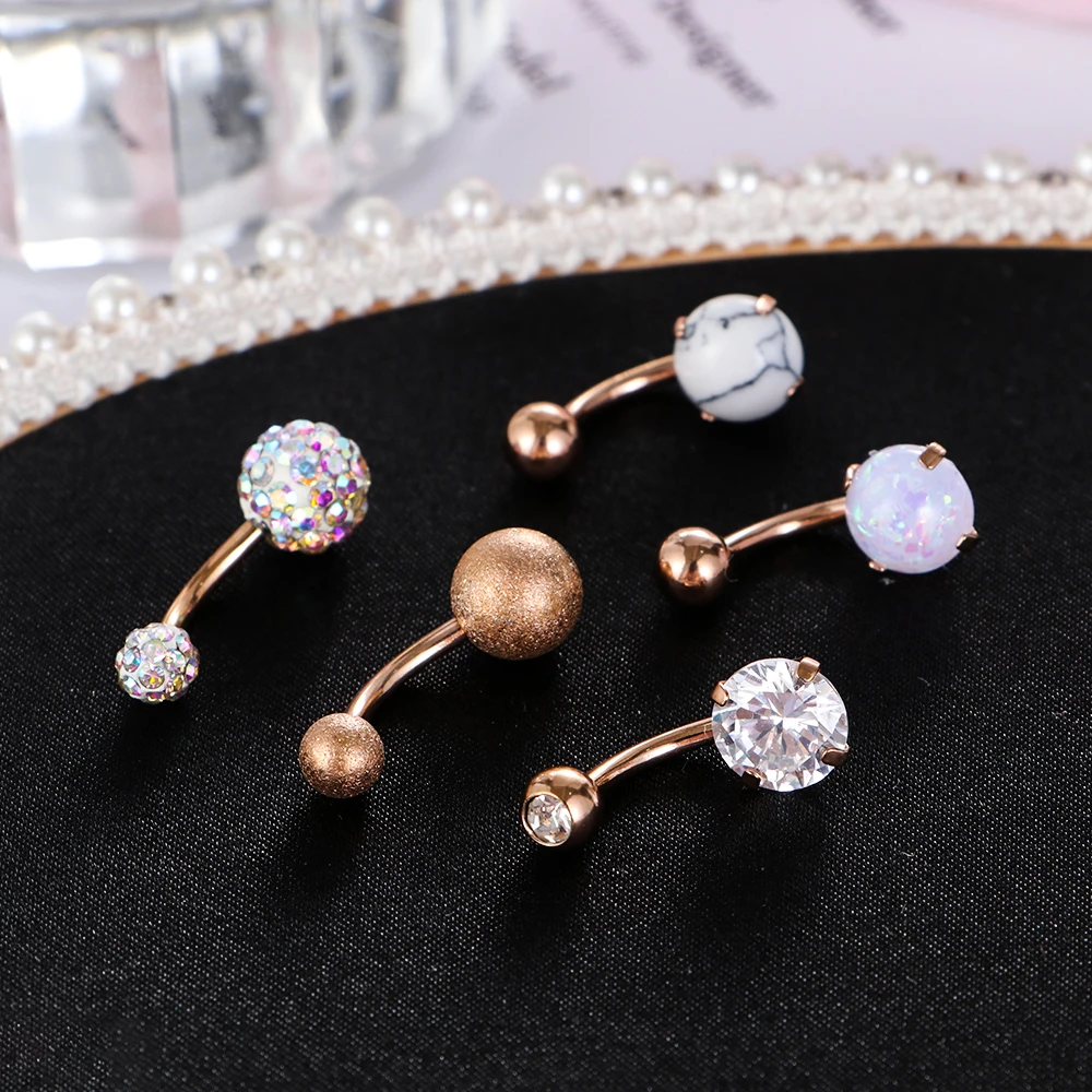 

5 pcs/set Sexy Belly Navel Piercing Ring Body Jewelry Pendientes Women Beauty Navel Button Rings Medical Steel Rhinestone