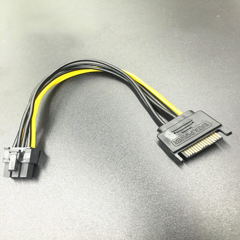 Кабель-адаптер 15pin SATA Power к 6pin PCIe PCI-E PCI Express кабель питания 20 см 6Pin для майнинга